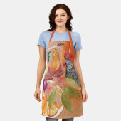 Red Rooster Country Scene Waterverf met de hand ge Schort (Gedragen)