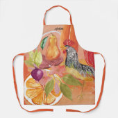 Red Rooster Country Scene Waterverf met de hand ge Schort (Voorkant)