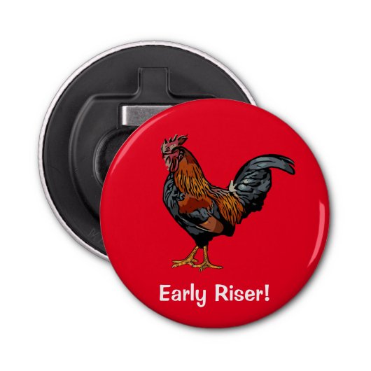 Red Rooster flesopening Button Flesopener (Voorkant)