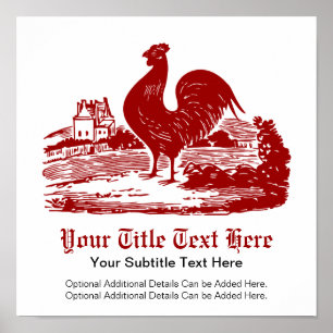 Red Rooster Old Farmhouse  Poster