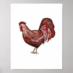 Red Rooster Painting Farmhouse Decor Art Print