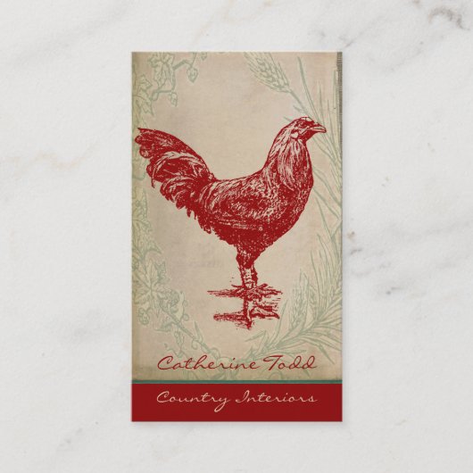 Red Rooster Shabby Chic Interior Design Visitekaartje (Voorkant)