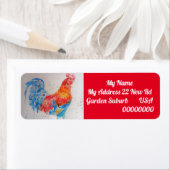 Red Rooster Waterverf Return Address Labels (Insitu)