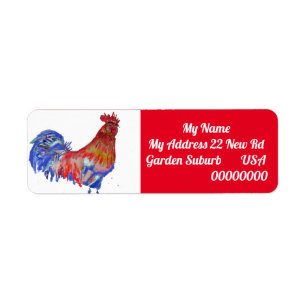 Red Rooster Waterverf Return Address Labels