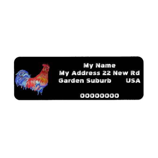 Red Rooster Waterverf Return Address Labels (Voorkant)