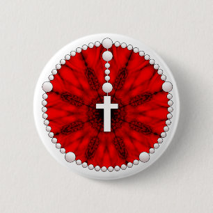 Red Rosary Dream Catcher Ronde Button 5,7 Cm