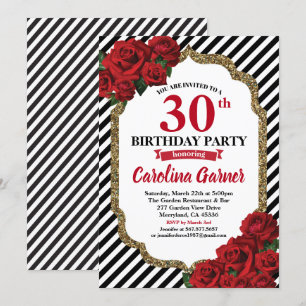Red rose 30e anniversaire invitation pour l'or