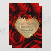 Red Rose 50th Wedding Jubileum -ver. 2 Kaart (Voorkant / Achterkant)