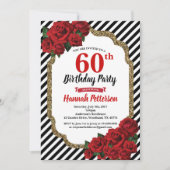 Red rose 60e anniversaire invitation femme (Devant)