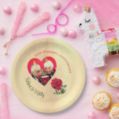 Red Rose aangepaste Jubileum Papieren Bordje (Feest)