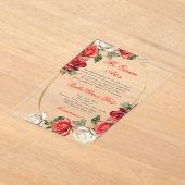 Red Rose acryl Quinceanera uitnodiging Acryl Uitnodigingen (Laagn)