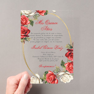 Red Rose acryl Quinceanera uitnodiging Uitnodigingen