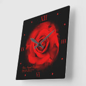 Red Rose：Acrylic Wall Clock Vierkante Klok (Hoek)