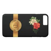 Red Rose and Daisies Gold Monogram Name Case-Mate iPhone Case (Achterkant (Horizontaal))