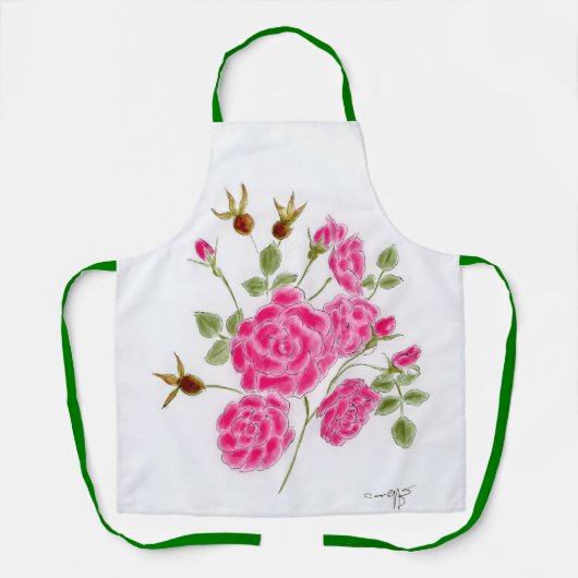 Red Rose Apron Schort (Voorkant)