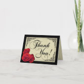 Red Rose  Art Deco Fotobruiloft Bedankkaart (Voorkant)