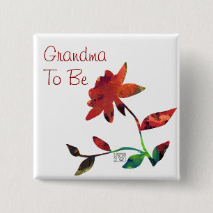 Red Rose Art Grandma Vierkante Button 5,1 Cm