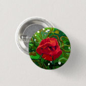 RED ROSE ART RONDE BUTTON 3,2 CM (Voorkant /achterkant)