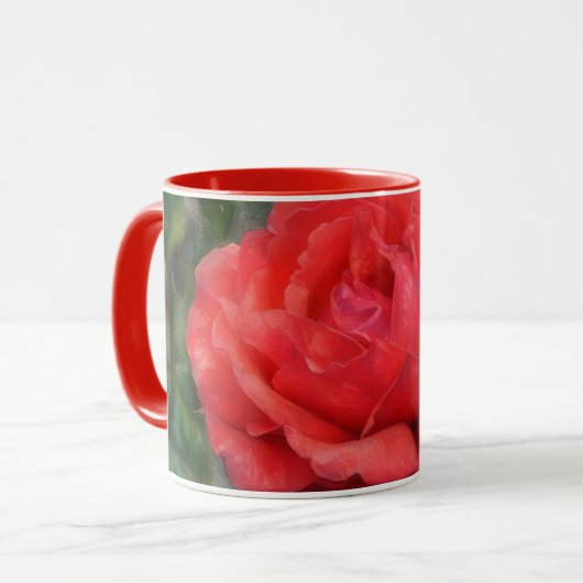 Red Rose Artsy Flower Floral Mok (Voorkant links)