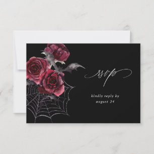 Red Rose & Bat Halloween Party Een maaltijd RSVP Z Kaartje