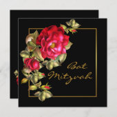 Red Rose Bat Mitzvah Kaart (Voorkant / Achterkant)