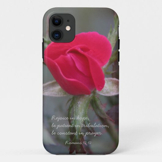 Red Rose, Bijbelverse over hoop, Romeinen 12:12 Case-Mate iPhone Case (Achterkant)