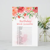 Red Rose Birthday Word Scramble Game (Staand voorkant)