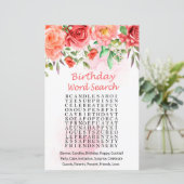 Red Rose Birthday Word Search Game (Staand voorkant)