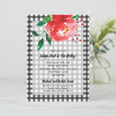 Red Rose Black En vichy Derby Party Invitations (Debout devant)