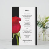 Red Rose Black en White Wedding Menu Sjabloon (Staand voorkant)