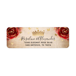 Red Rose Black Gold Crown Return-adres Etiket