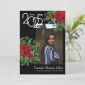 Red Rose Black Photo Faire-part de graduation (Debout devant)