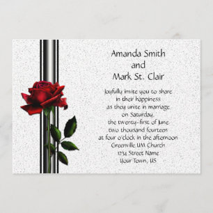 Red Rose Black Strips Faire-part de mariage