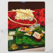 Red Rose Bloemen Huwelijksthema Menu (Achterkant)