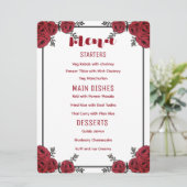 Red Rose Bloemen Huwelijksthema Menu (Staand voorkant)