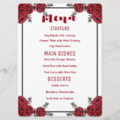 Red Rose Bloemen Huwelijksthema Menu (Voorkant)