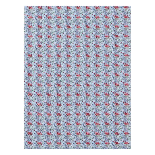 Red Rose Blue White Blossom Tafelkleed (Voorkant)