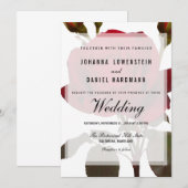 Red Rose Botanical Wedding Modern Kaart (Voorkant / Achterkant)