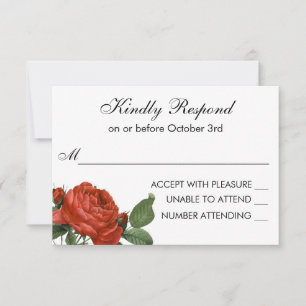 Red Rose Botanische bruiloft RSVP Kaartje