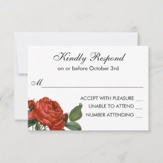  Red Rose Botanische bruiloft RSVP Kaartje