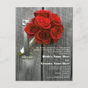 Red Rose Bouquet Barnwood repetitie diner uitnodig Kaart