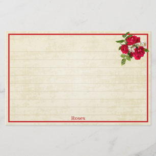 Red Rose Bouquet Floral Photography Cream BG Briefpapier