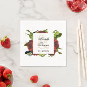 Red Rose Bouquet Floral Wedding Servetten (Insitu)