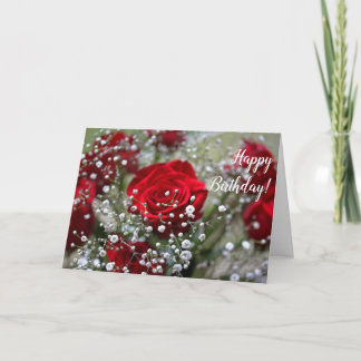 Red Rose Bouquet Happy Birthday Wenskaart Kaart