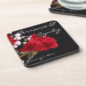 Red Rose Bouquet Personal Wedding Drankjes Onderzetter (Linkerzijde)