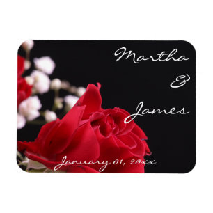 Red Rose Bouquet Personal Wedding Magneet