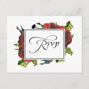 Red Rose Bouquet Wedding RSVP Uitnodiging Briefkaart