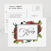 Red Rose Bouquet Wedding RSVP Uitnodiging Briefkaart (Voorkant / Achterkant)
