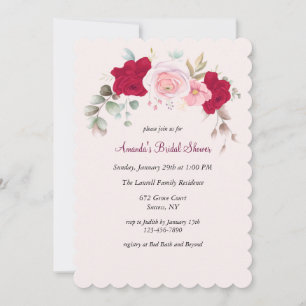 Red Rose Bridal Shower Kaart