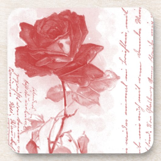 Red Rose Briefkaart Design Bier Onderzetter (Voorkant)